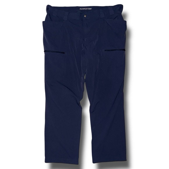 DULUTH Pants Men 44x34 Navy Flexpedition Relaxed Fit Cargo Stretch Nylon 75291 - Picture 1 of 4